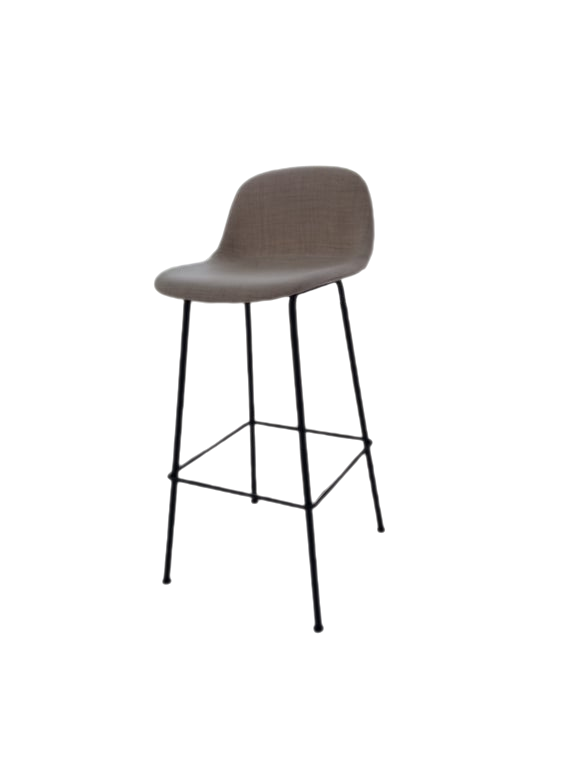 Chaise haute tissu gris piètement métal