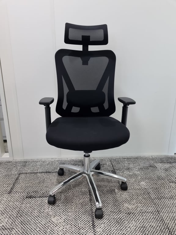 Fauteuil de bureau ergonomique avec têtière - face