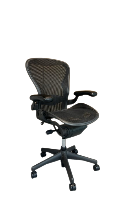 Fauteuil de bureau Herman Miller Aeron Classic Taille B Noir - Accoudoirs fixes