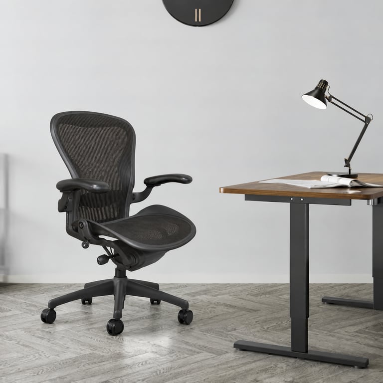 Fauteuil de bureau Herman Miller Aeron Classic Taille B Noir - Accoudoirs réglables