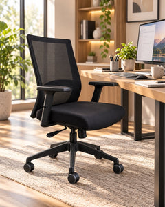Fauteuil de bureau noir résille et tissu