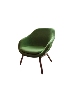 Fauteuil tissu vert Hay avec accoudoirs bois - 3-4