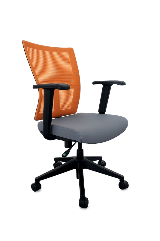 Fauteuil de bureau avec dossier en résille, piètement étoile et roulettes