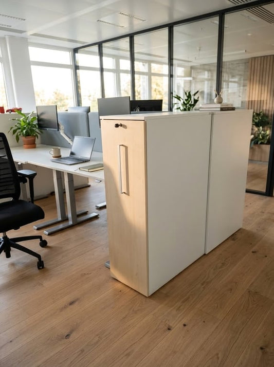 Meuble rangement porte coulissante bois clair
