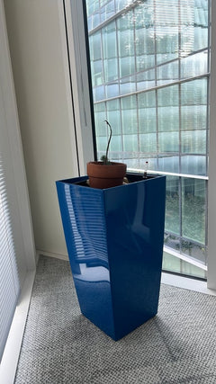 Pot de fleur en verre bleu - 3-4