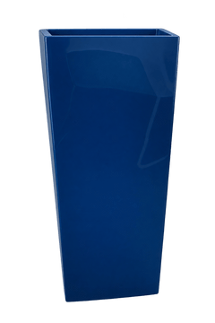 Pot de fleur en verre bleu