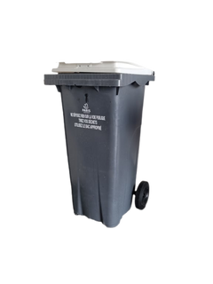 Poubelle plastique grise avec roulettes - 3-4