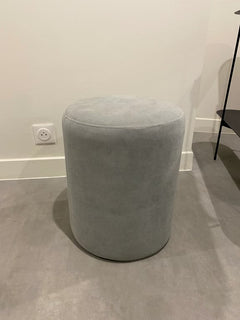 Pouf en Velours Gris 36x36x43