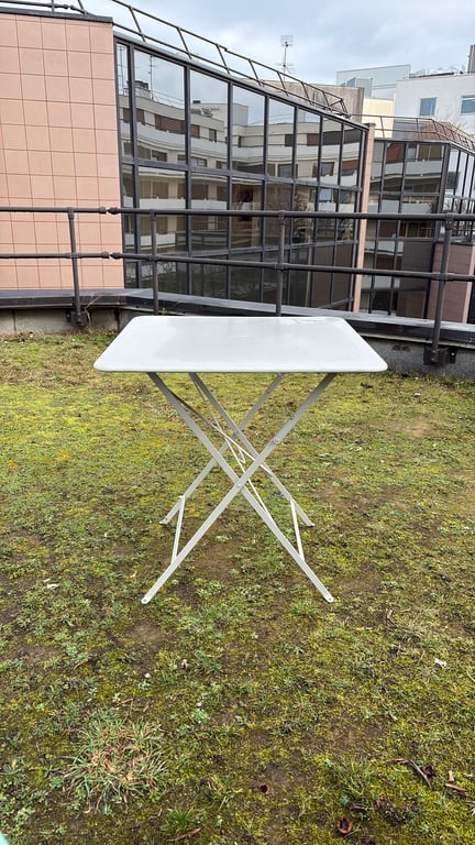 Table rectangulaire 70x70 extérieure en métal blanc - 3-4