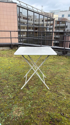 Table rectangulaire 70x70 extérieure en métal blanc - 3-4