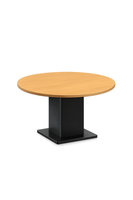 Table ronde 120x120 bois et métal noir