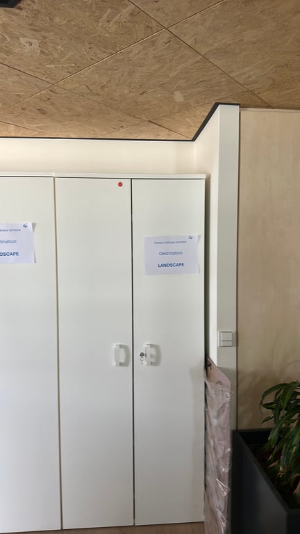 Bibliothèque en bois blanc avec portes battantes - face