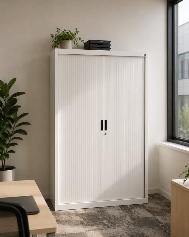 Armoire haute à rideaux