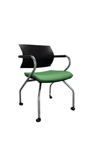 Chaise de réunion avec accoudoirs, roulettes et piètement droit