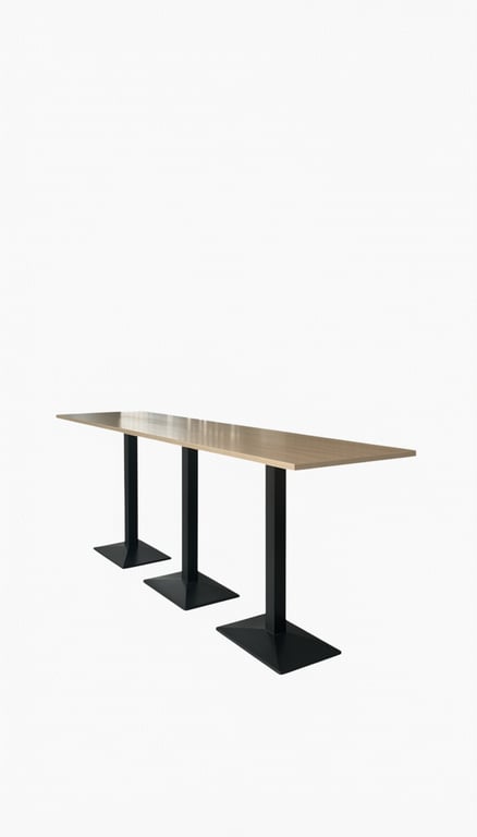 Table haute rectangulaire en bois mélaminé et métal - 3-4