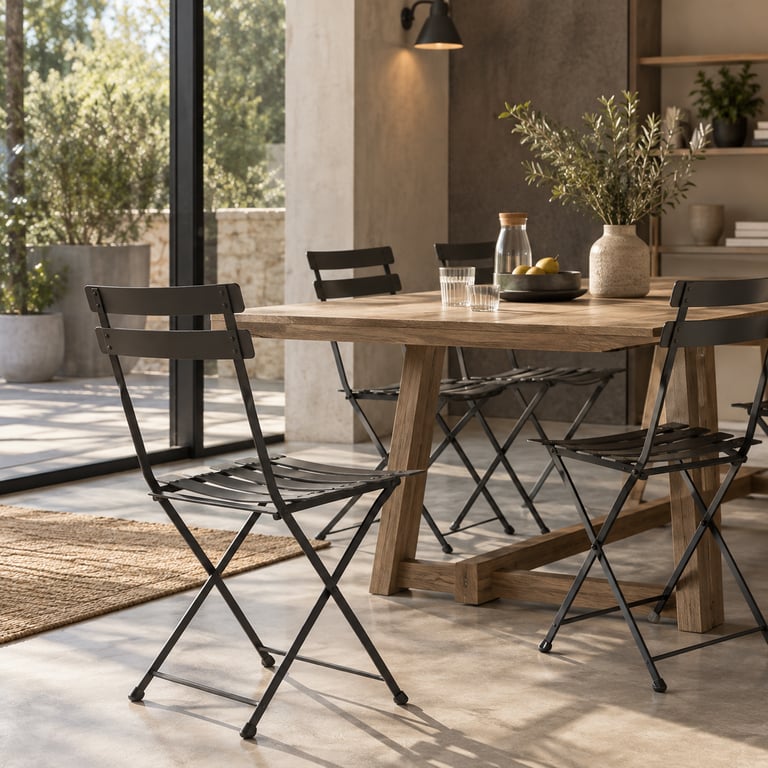 Chaise d'extérieur en métal noir