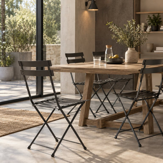 Chaise d'extérieur en métal noir