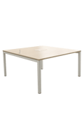 Sans marque - Bench2 places plateau bois pieds blanc - Bureau multiposte 2 places avec plateau bois et pieds blancs