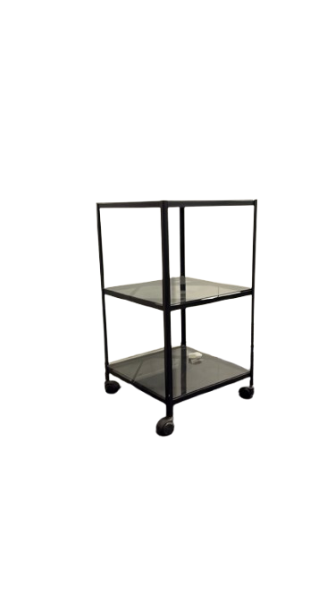Meuble de rangement à roulettes 3 étagères en verre