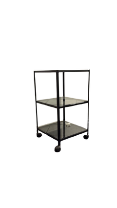 Meuble de rangement à roulettes 3 étagères en verre