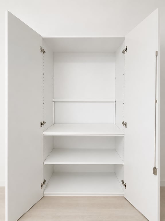 Armoire haute blanche en bois mélaminé