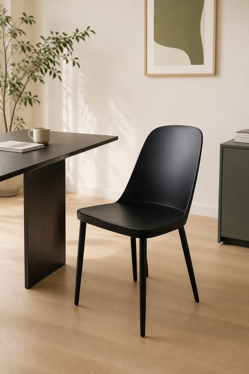 Chaise de cafétéria en polypropylène noir