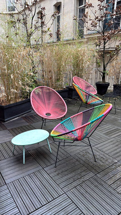 Chaise d'extérieur métal et cordage arc-en-ciel - 3-4