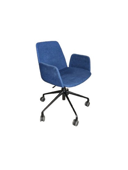 Chaise de réunion avec roulettes et accoudoirs, couleur Smalt