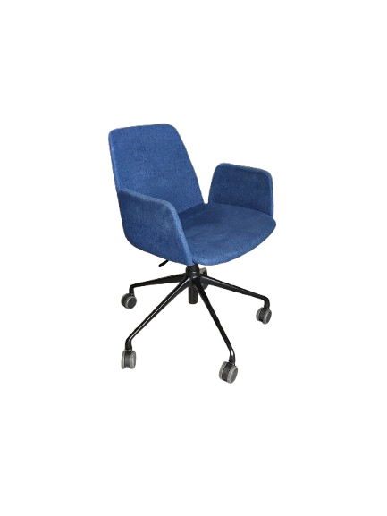 Chaise de réunion avec roulettes et accoudoirs, couleur Smalt