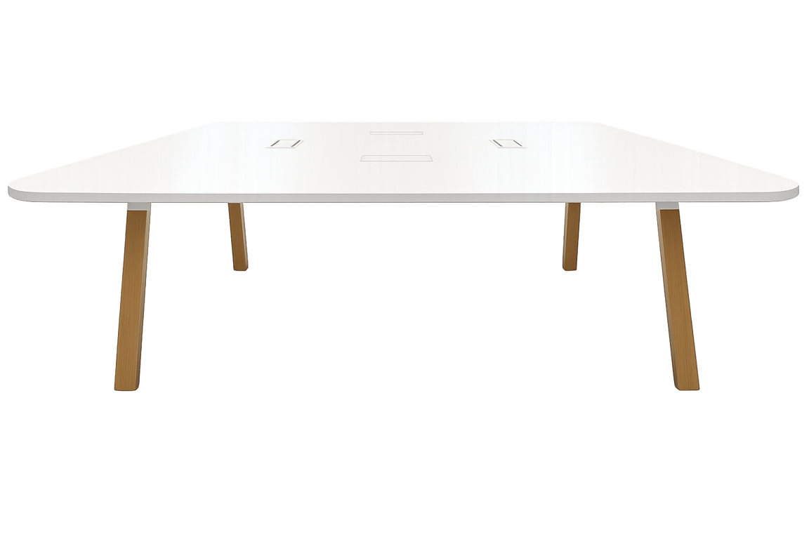 Table de réunion rectangulaire avec goulotte et top access
