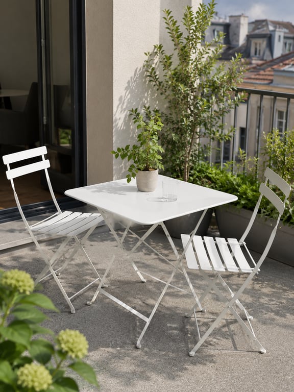 Table rectangulaire 70x70 extérieure en métal blanc