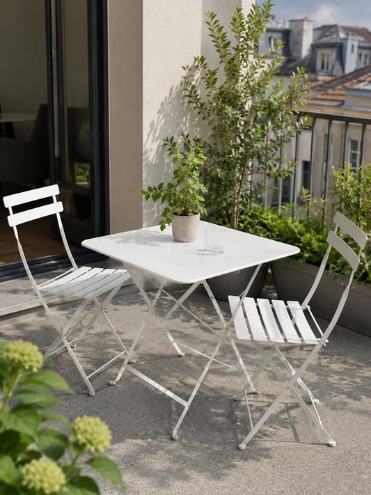 Table rectangulaire 70x70 extérieure en métal blanc