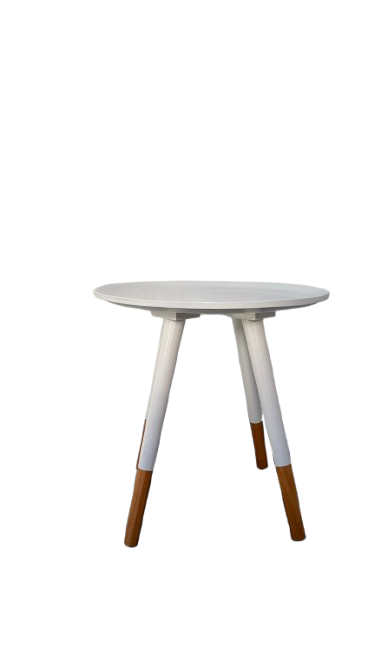 Table basse ronde en plastique blanc - 3-4