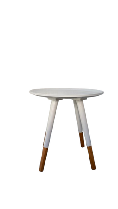 Table basse ronde en plastique blanc - 3-4