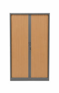 Armoire haute à portes coulissantes métal et plastique chêne