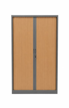 Armoire haute à portes coulissantes métal et plastique chêne