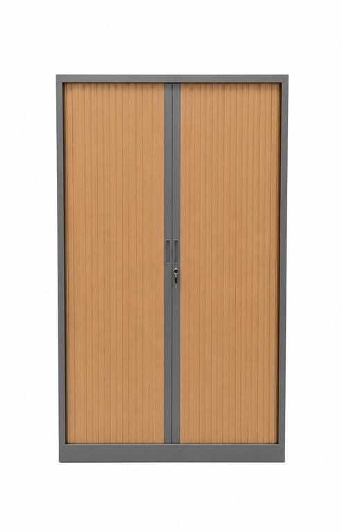 Armoire haute à portes coulissantes métal et plastique chêne