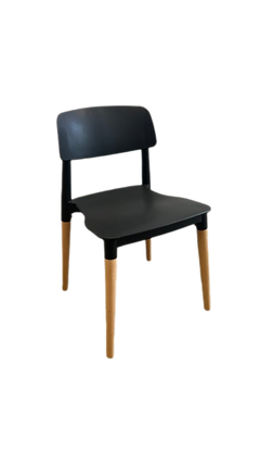 Chaise de cafétéria plastique noir - 3-4