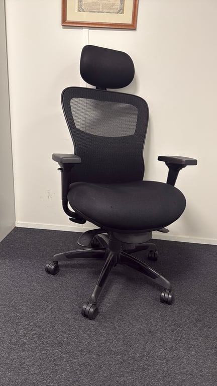 Fauteuil de bureau ergonomique tissu résille noir - 3-4