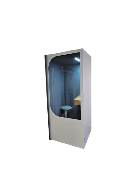 Cabine acoustique avec lumière et aération automatiques, tabouret inclus