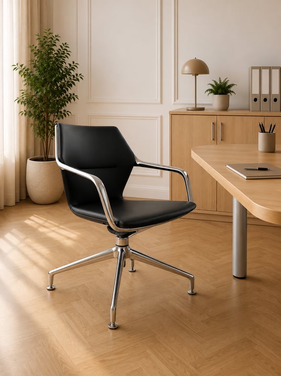 Chaise de réunion en cuir noir