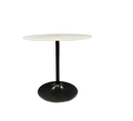 Table de cafétéria ronde effet marbre blanc pieds noir