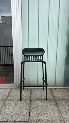 Petite Friture - Chaise/tabouret haut en métal, couleur Green House - face