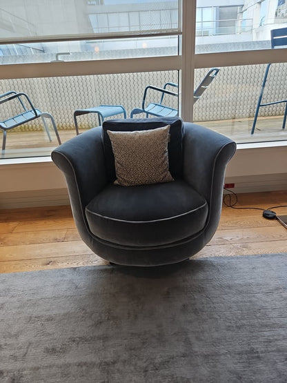 Fauteuil avec accoudoirs en tissu Steel Blue