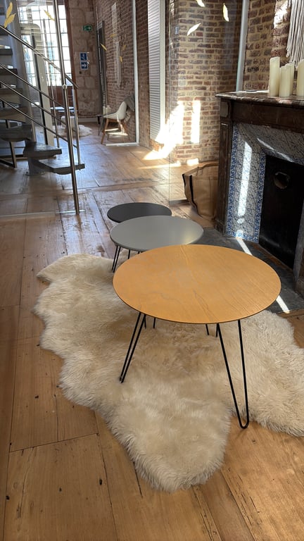 Table basse ronde en bois et métal - 3-4