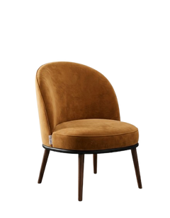 Fauteuil en velours marron avec pieds en bois