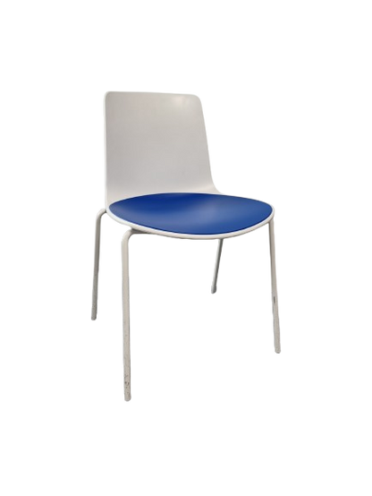 Chaise de réunion Lotus - Dossier Plein, Coque, Bleu et Blanc