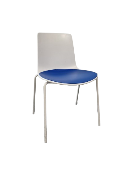 Chaise de réunion Lotus - Dossier Plein, Coque, Bleu et Blanc