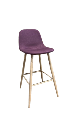 Tabouret haut en bois et tissu violet