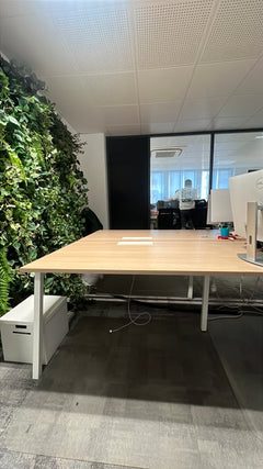 Bureau multiposte 4 postes en bois mélaminé et métal